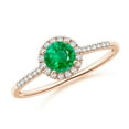thumbnail image 1 of ANGARA Natural Round Emerald Halo Ring with Diamond Accents in 14K Rose Gold for Women (Size-5mm) | May Birthstone, Birthday, Anniversary, Jewelry Gift for Women | Natural Emerald Ring, 1 of 9