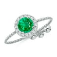 thumbnail image 1 of Angara Natural 0.45 Ct. Emerald with Diamond Halo Ring in 14K White Gold for Women (Ring Size: 3), 1 of 9