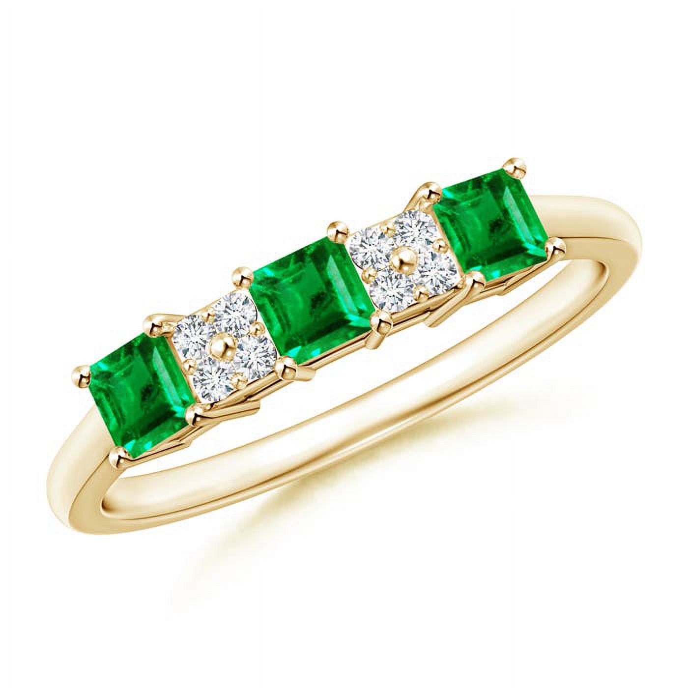 Angara Natural 0.45 Ct. Emerald with Diamond Non Eternity Ring in 14K Yellow Gold for Women (Ring Size: 4) - image 1 of 8