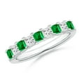 thumbnail image 1 of ANGARA Natural Square Emerald and Princess Diamond Semi Eternity Wedding Ring in 14K White Gold for Women (Size-2.6mm) | May Birthstone, Anniversary, Jewelry Gift for Women | Natural Emerald Ring, 1 of 10