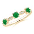 thumbnail image 1 of ANGARA Natural Emerald & Diamond Marquise and Dot Ring in 14K Yellow Gold for Women (Size-3.5mm) | May Birthstone, Birthday, Anniversary, Jewelry Gift for Women | Natural Emerald Ring, 1 of 10