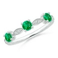 thumbnail image 1 of ANGARA Natural Emerald & Diamond Marquise and Dot Ring in 925 Sterling Silver for Women (Size-3.5mm) | May Birthstone, Birthday, Anniversary, Jewelry Gift for Women | Natural Emerald Ring, 1 of 9