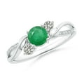 thumbnail image 1 of ANGARA Natural Emerald and Diamond Twisted Vine Engagement Ring in 14K White Gold for Women (Size-5mm) | May Birthstone, Birthday, Anniversary, Jewelry Gift for Women | Natural Emerald Ring, 1 of 10