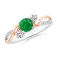 thumbnail image 1 of ANGARA Natural Emerald and Diamond Twisted Vine Engagement Ring in 14K White & Rose Gold for Women (Size-5mm) | May Birthstone, Birthday, Anniversary, Jewelry Gift for Women | Natural Emerald Ring, 1 of 10