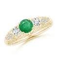 thumbnail image 1 of Angara Natural 0.45 Ct. Emerald with Diamond Vintage Inspired Ring in 14K Yellow Gold for Women (Ring Size: 11.5), 1 of 10