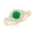 thumbnail image 1 of Angara Natural 0.45 Ct. Emerald with Diamond Vintage Inspired Ring in 14K Yellow Gold for Women (Ring Size: 3.5), 1 of 10