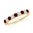 thumbnail image 1 of ANGARA Natural Shared Prong Ruby and Diamond Half Eternity Ring in 14K Yellow Gold for Women (Size-2.5mm) | July Birthstone, Birthday, Anniversary, Jewelry Gift for Women | Natural Ruby Ring, 1 of 9