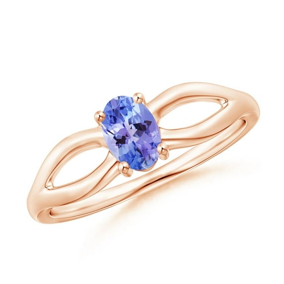 Angara Natural 0.45 Ct. Tanzanite Solitaire Ring in 14K Rose Gold for Women (Ring Size: 12)