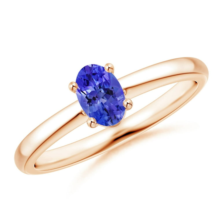 Angara Natural 0.45 Ct. Tanzanite Solitaire Ring in 14K Rose Gold