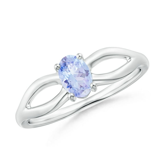 ANGARA Natural Prong-Set Solitaire Tanzanite Split Shank Ring in 14K White Gold for Women (Size-6x4mm) | December Birthstone, Birthday, Anniversary, Jewelry Gift for Women | Natural Tanzanite Ring