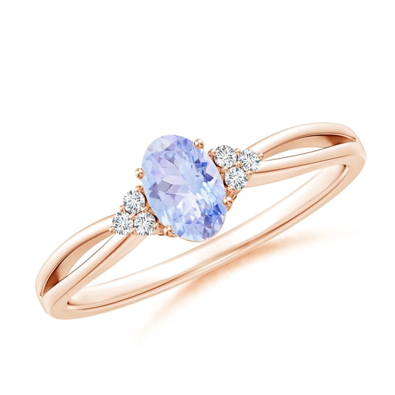 Angara Natural 0.45 Ct. Tanzanite with Diamond Classic Ring in 14K Rose Gold for Women (Ring Size: 3.5)