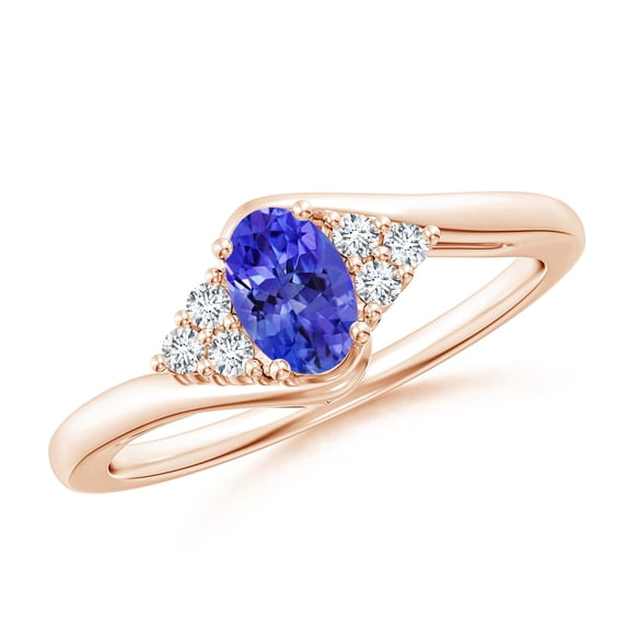 Angara Natural 0.45 Ct. Tanzanite with Diamond Classic Ring in 14K Rose Gold for Women (Ring Size: 3)
