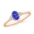 thumbnail image 1 of ANGARA Natural Solitaire Oval Tanzanite and Diamond Promise Ring in 14K Rose Gold for Women (Size-6x4mm) | December Birthstone, Birthday, Anniversary, Jewelry Gift for Women | Natural Tanzanite Ring, 1 of 9