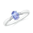 thumbnail image 1 of ANGARA Natural Tapered Shank Tanzanite Solitaire Ring with Diamond Accents in 14K White Gold for Women (Size-6x4mm) | December Birthstone, Anniversary, Jewelry Gift for Women | Natural Tanzanite Ring, 1 of 9