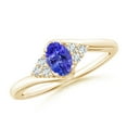 thumbnail image 1 of ANGARA Natural Oval Tanzanite Bypass Ring with Trio Diamond Accents in 14K Yellow Gold for Women (Size-6x4mm) | December Birthstone, Anniversary, Jewelry Gift for Women | Natural Tanzanite Ring, 1 of 9