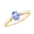 thumbnail image 1 of ANGARA Natural Tapered Shank Tanzanite Ring with Diamond Accents in 14K Yellow Gold for Women (Size-6x4mm) | December Birthstone, Anniversary, Jewelry Gift for Women | Natural Tanzanite Ring, 1 of 8