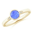 thumbnail image 1 of Angara Natural 0.45 Ct. Tanzanite with Diamond Side Stone Ring in 14K Yellow Gold for Women (Ring Size: 3.5), 1 of 10