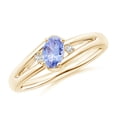 thumbnail image 1 of ANGARA Natural Tanzanite and Diamond Split Shank Ring in 14K Yellow Gold for Women (Size-6x4mm) | December Birthstone, Birthday, Anniversary, Jewelry Gift for Women | Natural Tanzanite Ring, 1 of 9