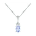thumbnail image 1 of ANGARA Natural Oval Tanzanite Solitaire Pendant with Trio Diamond in 925 Sterling Silver for Women (Size-6x4mm) | December Birthstone, Anniversary, Jewelry Gift for Women | Natural Tanzanite Necklace, 1 of 9