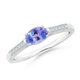 thumbnail image 1 of ANGARA Natural Oval Tanzanite Solitaire Ring with Diamonds in 14K White Gold for Women (Size-6x4mm) | December Birthstone, Birthday, Anniversary, Jewelry Gift for Women | Natural Tanzanite Ring, 1 of 9