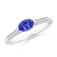 thumbnail image 1 of ANGARA Natural Oval Tanzanite Solitaire Ring with Diamonds in 14K White Gold for Women (Size-6x4mm) | December Birthstone, Birthday, Anniversary, Jewelry Gift for Women | Natural Tanzanite Ring, 1 of 8