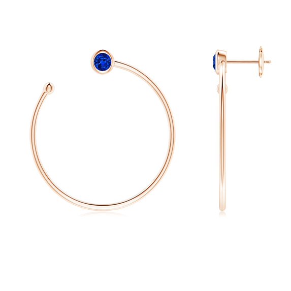 ANGARA Natural Blue Sapphire Front-to-Back Flex Hoop Earrings in 14K Rose Gold for Women (Size-3.6mm) | September Birthstone, Anniversary, Jewelry Gift for Women | Natural Blue Sapphire Earrings