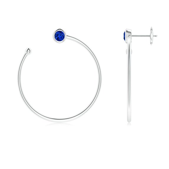 ANGARA Natural Blue Sapphire Front-to-Back Flex Hoop Earrings in 14K White Gold for Women (Size-3.6mm) | September Birthstone, Anniversary, Jewelry Gift for Women | Natural Blue Sapphire Earrings
