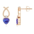 thumbnail image 1 of ANGARA Natural Heart Shaped Tanzanite Ribbon Earrings with Diamond in 14K Rose Gold for Women (Size-4mm) | December Birthstone, Anniversary, Jewelry Gift for Women | Natural Tanzanite Earrings, 1 of 7