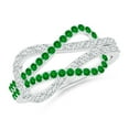 thumbnail image 1 of ANGARA Natural Encrusted Emerald and Diamond Infinity Knot Ring in 14K White Gold for Women (Size-1.3mm) | May Birthstone, Birthday, Anniversary, Jewelry Gift for Women | Natural Emerald Ring, 1 of 7