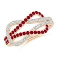 thumbnail image 1 of ANGARA Natural Encrusted Ruby and Diamond Infinity Knot Ring in 14K Rose Gold for Women (Size-1.3mm) | July Birthstone, Birthday, Anniversary, Jewelry Gift for Women | Natural Ruby Ring, 1 of 7
