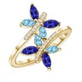 thumbnail image 1 of ANGARA Natural Aquamarine and Tanzanite Butterfly Bypass Ring in 14K Yellow Gold for Women (Size-5x2.5mm) | December Birthstone, Birthday, Anniversary, Jewelry Gift for Women | Natural Tanzanite Ring, 1 of 8