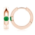 thumbnail image 1 of ANGARA Natural Channel-Set Round Emerald Hinged Hoop Earrings in 14K Rose Gold for Women (Size-4mm) | May Birthstone, Birthday, Anniversary, Jewelry Gift for Women | Natural Emerald Earrings, 1 of 6