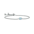 thumbnail image 1 of ANGARA Natural Horizontally Set Emerald-Cut Aquamarine Bolo Bracelet in 14K White Gold for Women (Size-6x4mm) | March Birthstone, Anniversary, Jewelry Gift for Women | Natural Aquamarine Bracelet, 1 of 7