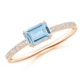 thumbnail image 1 of Angara Natural 0.5 Ct. Aquamarine with Diamond Solitaire Ring in 14K Rose Gold for Women (Ring Size: 3), 1 of 8