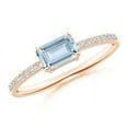 thumbnail image 1 of ANGARA Natural East-West Emerald-Cut Aquamarine Solitaire Ring in 14K Rose Gold for Women (Size-6x4mm) | March Birthstone, Birthday, Anniversary, Jewelry Gift for Women | Natural Aquamarine Ring, 1 of 8