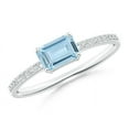 thumbnail image 1 of ANGARA Natural East-West Emerald-Cut Aquamarine Solitaire Ring in 14K White Gold for Women (Size-6x4mm) | March Birthstone, Birthday, Anniversary, Jewelry Gift for Women | Natural Aquamarine Ring, 1 of 8