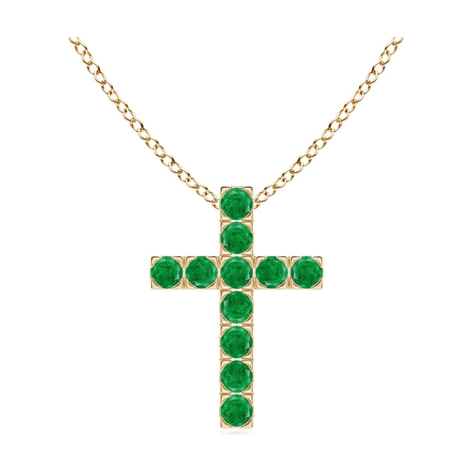 14k yellow gold, Emerald cross shops pendant.