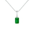 thumbnail image 1 of ANGARA Natural Emerald-Cut Emerald Pendant with Diamond Trio in 925 Sterling Silver for Women (Size-6x4mm) | May Birthstone, Birthday, Anniversary, Jewelry Gift for Women | Natural Emerald Necklace, 1 of 8