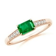thumbnail image 1 of ANGARA Natural East West Emerald-Cut Emerald Solitaire Ring with Diamond Accents in 14K Rose Gold for Women (Size-6x4mm) | May Birthstone, Anniversary, Jewelry Gift for Women | Natural Emerald Ring, 1 of 12