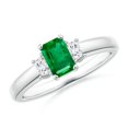 thumbnail image 1 of ANGARA Natural Emerald and Diamond Three Stone Ring in 14K White Gold for Women (Size-6x4mm) | May Birthstone, Birthday, Anniversary, Jewelry Gift for Women | Natural Emerald Ring, 1 of 11
