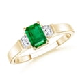 thumbnail image 1 of Angara Natural 0.5 Ct. Emerald with Diamond Classic Ring in 14K Yellow Gold for Women (Ring Size: 11.5), 1 of 8