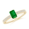 thumbnail image 1 of Angara Natural 0.5 Ct. Emerald with Diamond Classic Ring in 14K Yellow Gold for Women (Ring Size: 11.5), 1 of 9