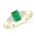 thumbnail image 1 of ANGARA Natural Emerald-Cut Emerald and Trapezoid Diamond Three Stone Ring in 14K Yellow Gold for Women (Size-6x4mm) | May Birthstone, Anniversary, Jewelry Gift for Women | Natural Emerald Ring, 1 of 8