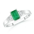 thumbnail image 1 of Angara Natural 0.5 Ct. Emerald with Diamond Classic Ring in Sterling Silver for Women (Ring Size: 3), 1 of 8