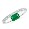 thumbnail image 1 of ANGARA Natural Emerald-Cut Emerald Off-Centered Solitaire Ring With Diamonds in 925 Sterling Silver for Women (Size-6x4mm) | May Birthstone, Anniversary, Jewelry Gift for Women | Natural Emerald Ring, 1 of 10