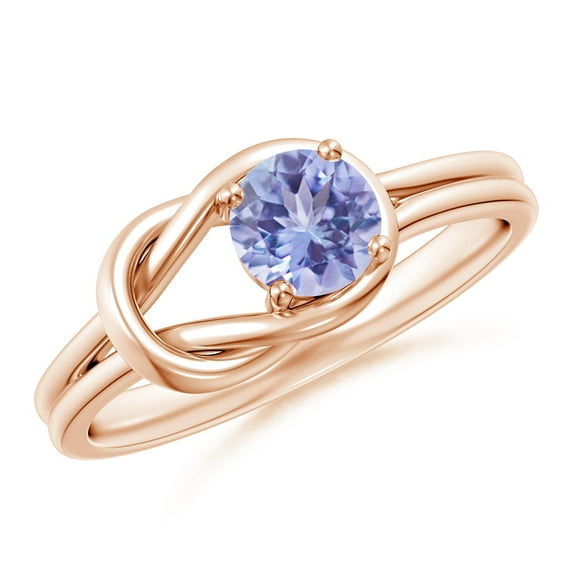 ANGARA Natural Solitaire Tanzanite Infinity Knot Ring in 14K Rose Gold for Women (Size-5mm) | December Birthstone, Birthday, Anniversary, Jewelry Gift for Women | Natural Tanzanite Ring