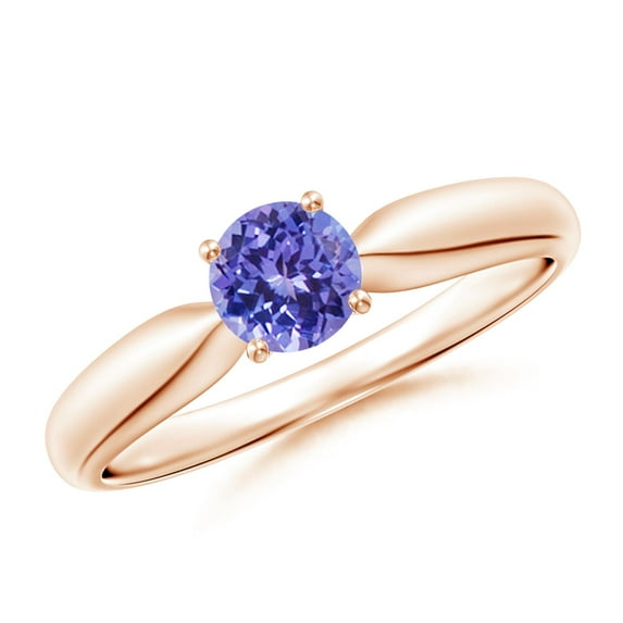 Angara Natural 0.5 Ct. Tanzanite Solitaire Ring in 14K Rose Gold for Women (Ring Size: 11.5)