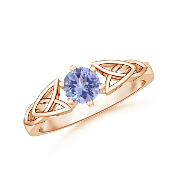 ANGARA Natural Solitaire Round Tanzanite Celtic Knot Ring in 14K Rose Gold for Women (Size-5mm) | December Birthstone, Birthday, Anniversary, Jewelry Gift for Women | Natural Tanzanite Ring