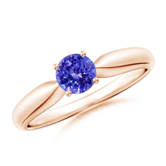 ANGARA Natural Solitaire Round Tanzanite Tapered Shank Ring in 14K Rose Gold for Women (Size-5mm) | December Birthstone, Birthday, Anniversary, Jewelry Gift for Women | Natural Tanzanite Ring