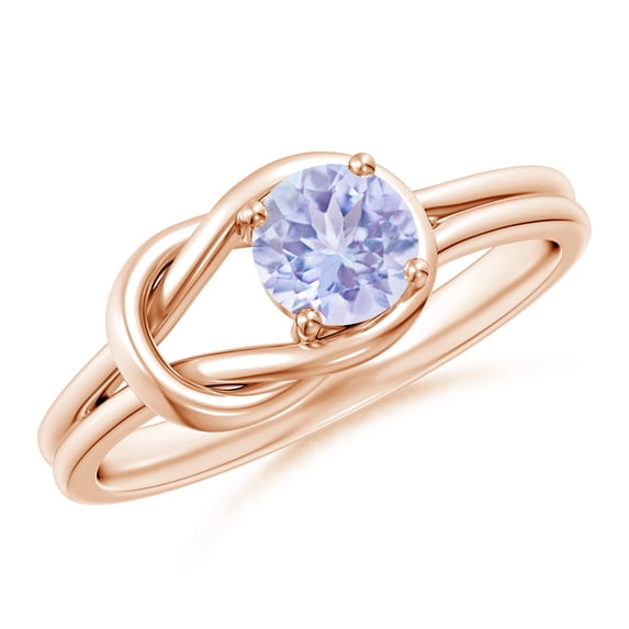ANGARA Natural Solitaire Tanzanite Infinity Knot Ring in 14K Rose Gold for Women (Size-5mm) | December Birthstone, Birthday, Anniversary, Jewelry Gift for Women | Natural Tanzanite Ring